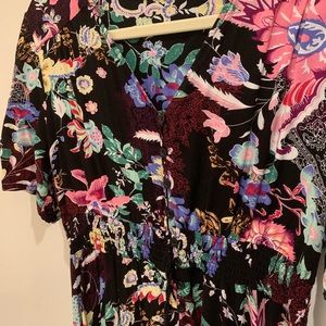 Floral print bohemian maxi dress